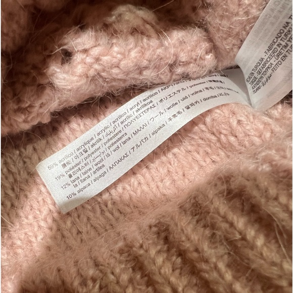 BLOGGER FAV ZARA Pom Pom Knit Wool Alpaca Sweater Cardigan w/ Rhinestone Button - Picture 9 of 12